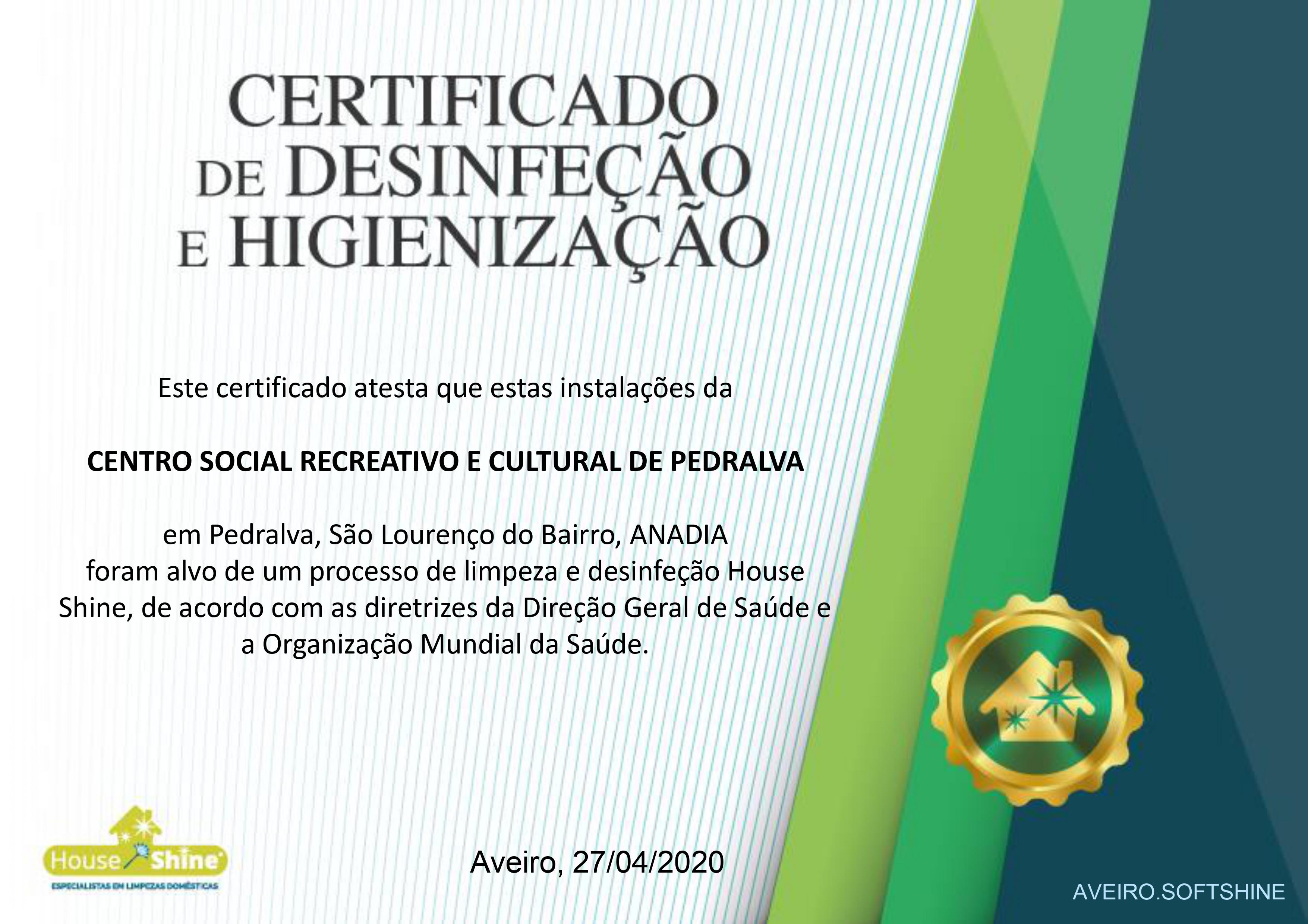 Desinfeção e Higienização do CSRC de Pedralva