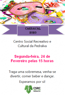Baile de Carnaval - Dia 24 de Fevereiro  de 2020